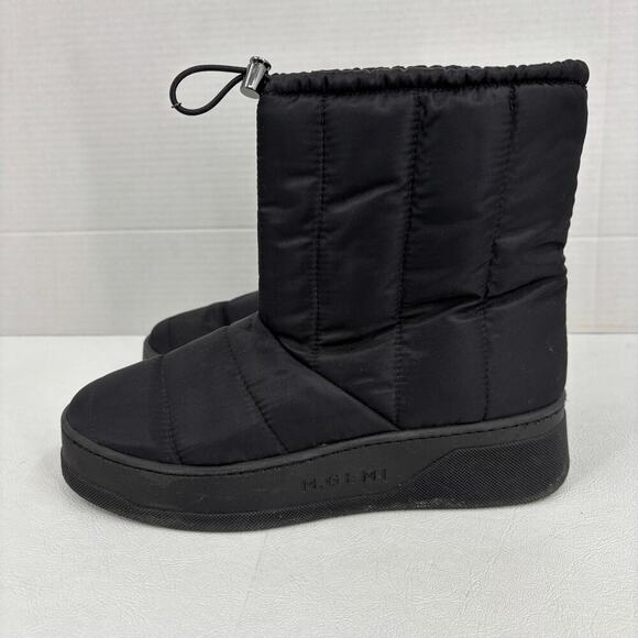 M.Gemi Gaia Boots EU 38 Black Puffer Quilted Plush Lined Italy Water Resistant - Picture 4 of 12